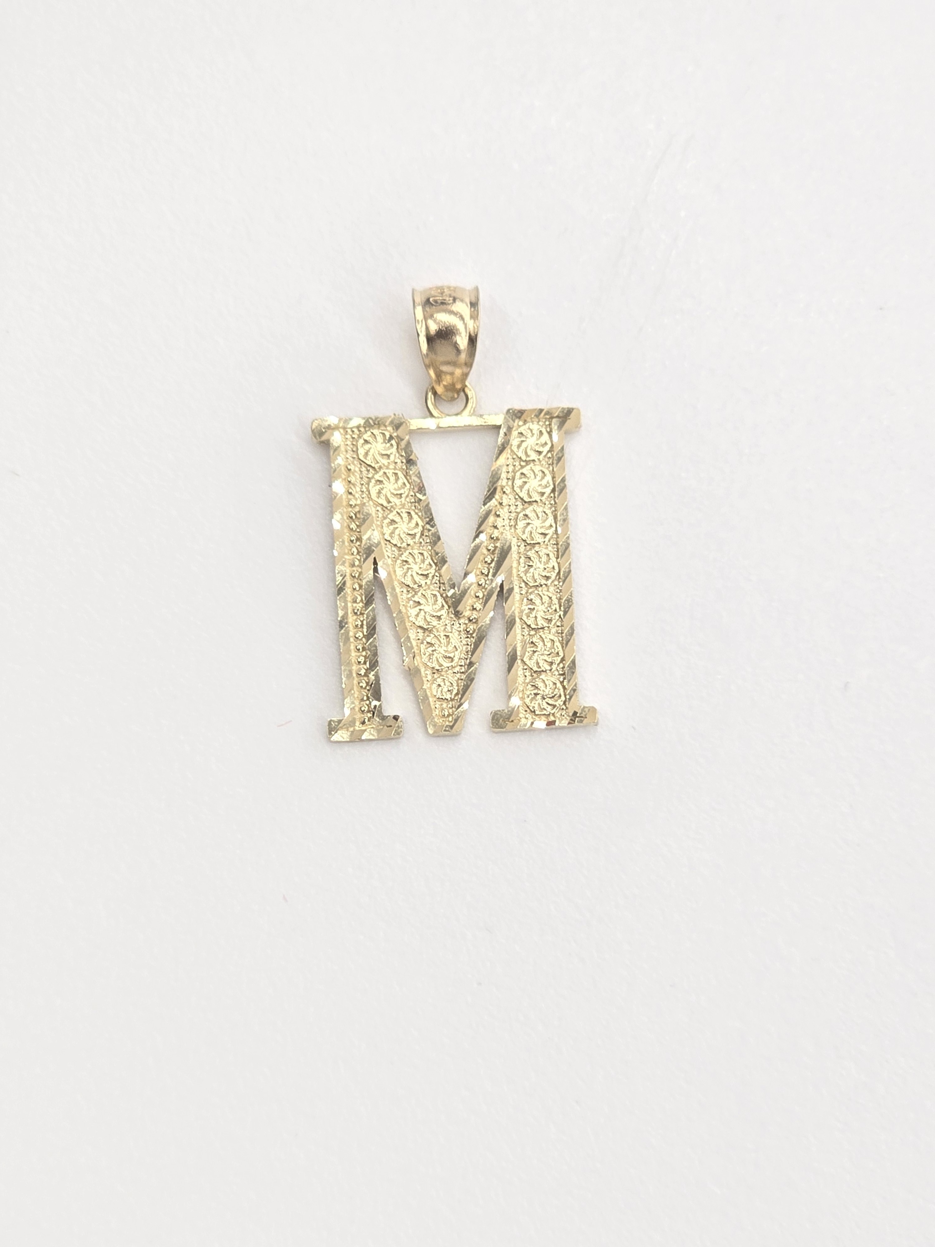 14k Real Gold Letter M Pendant For Neckalace - Charm